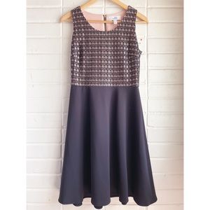 Belle Badgley Mischka Black Pink Woven Fit & Flare